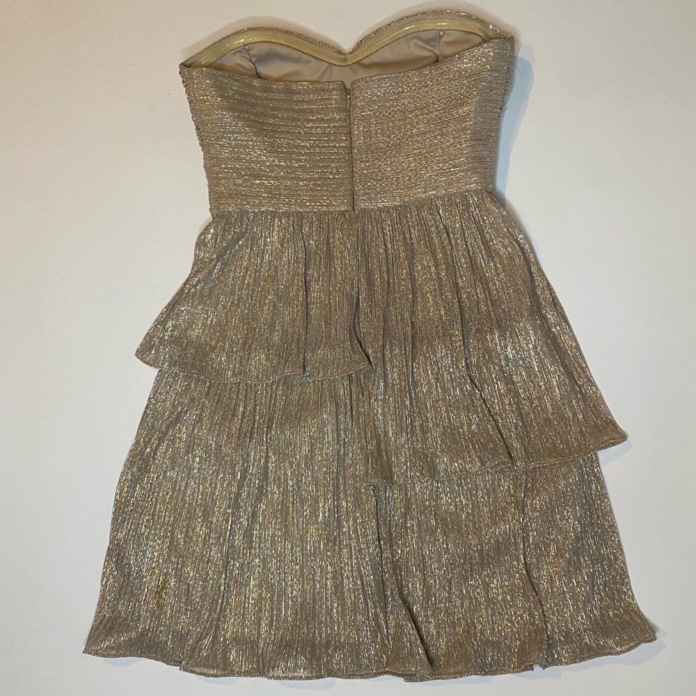 Max & Cleo Metallic Gold Dress View 3